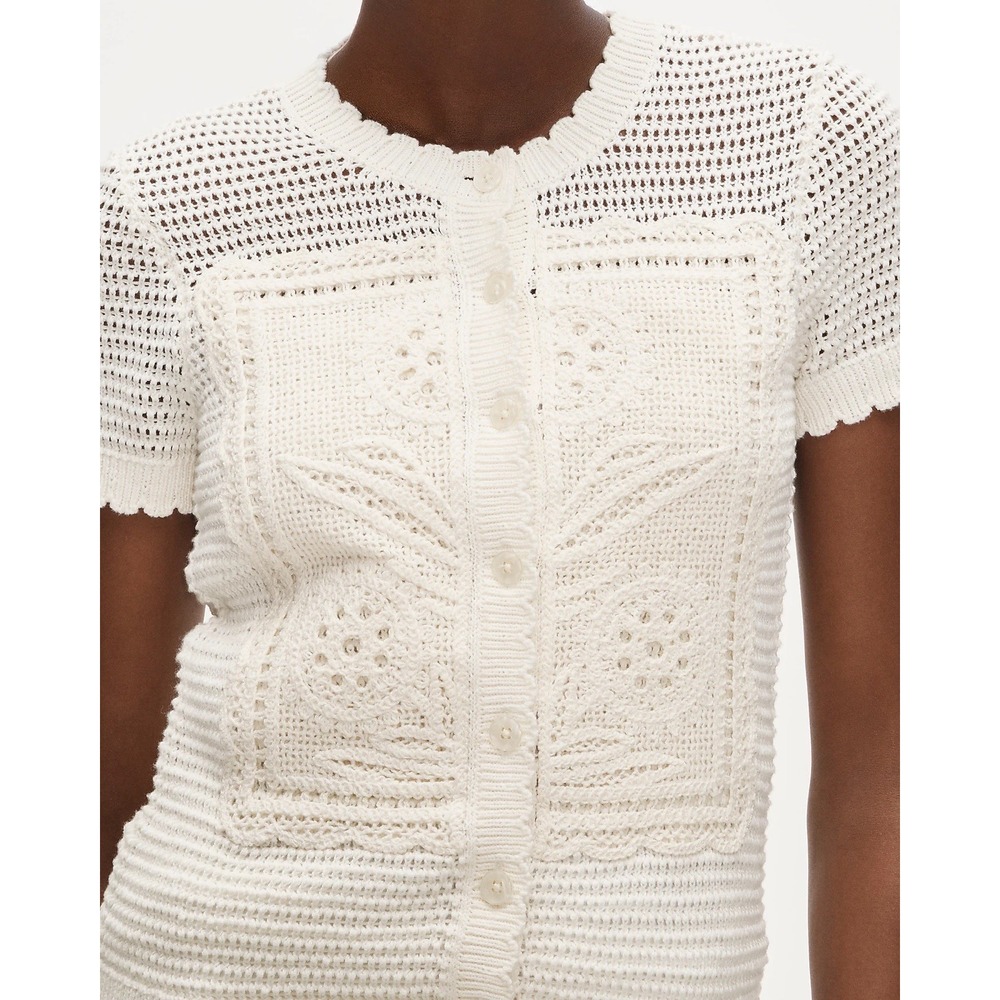 J CREW LARGE Short-sleeve crochet floral cardigan CT986